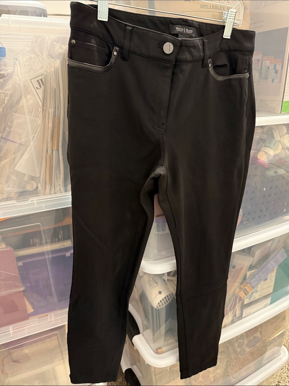 White House Black Market Black Skinny Pants for Women with zip and buckle on leg